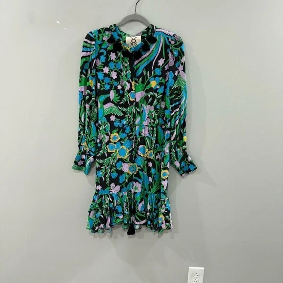 Figue Dress Ella Tassel Tiered Ruffle Mini in Floral Birdsong Print - Picture 5 of 7